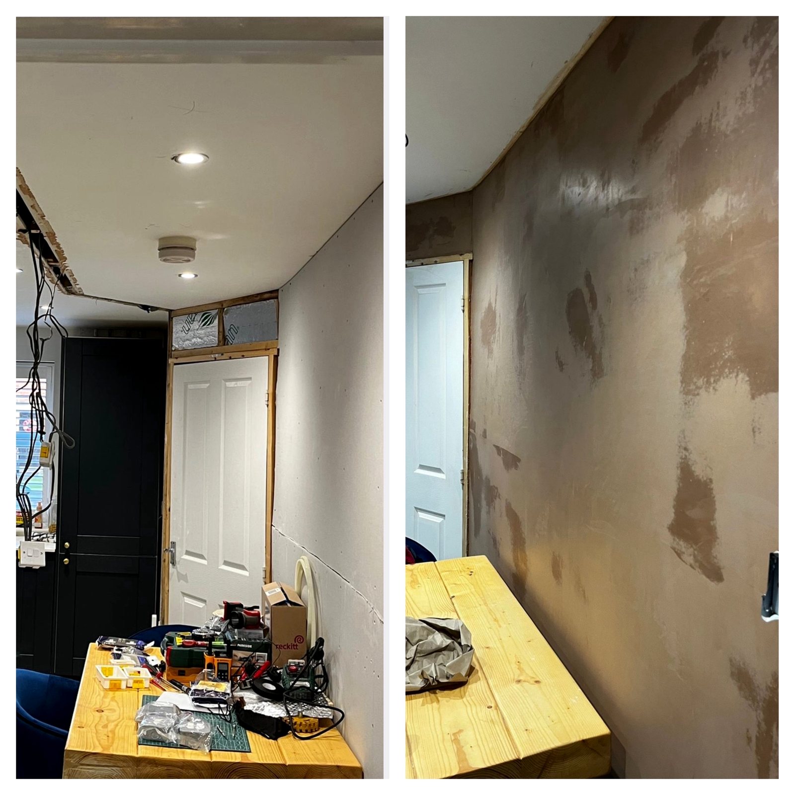 Bay window plastering