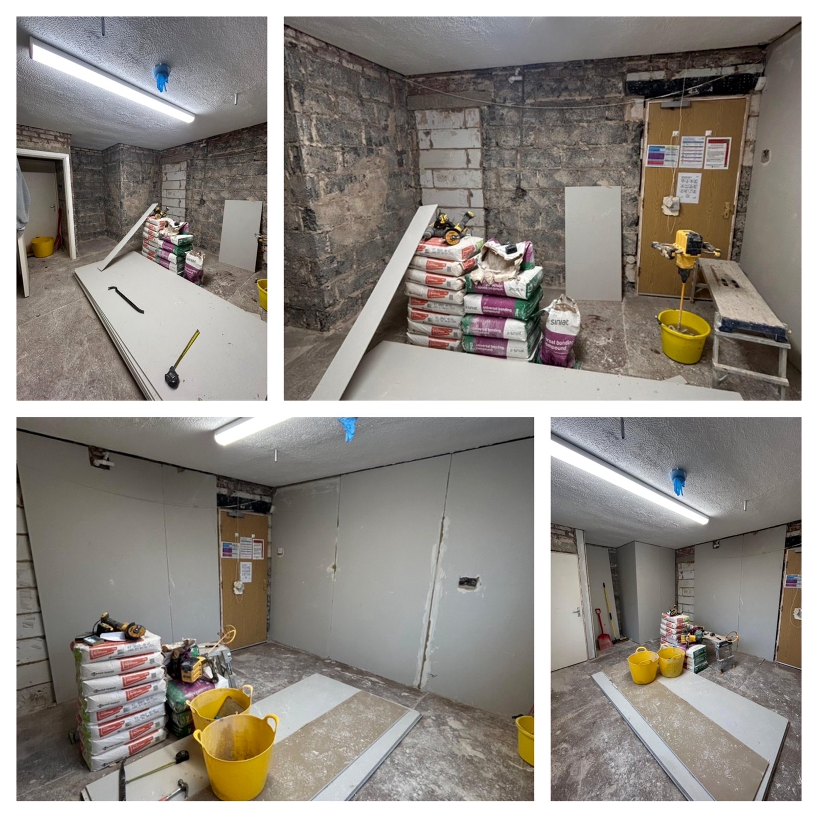 Boarding and plastering progress